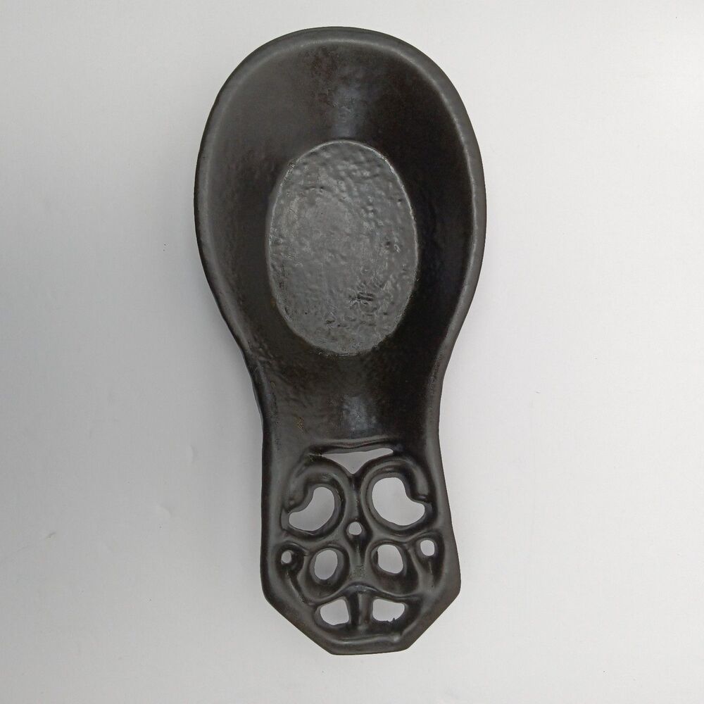 Black Cast Iron Spoon Cooking Utensil Holder 7.5"